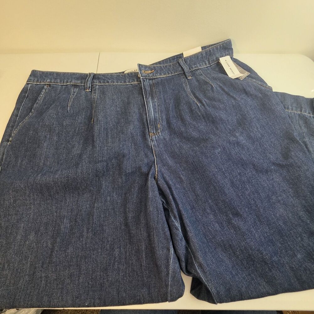 Lane Bryant Womens Size 20P Mid Rise Wide Leg Jeans Blue Denim $90 Msrp New NWT